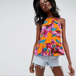 ASOS Hawaiian Peplum Tank Top US 6